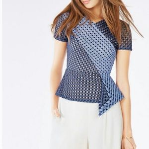 {BCBGMaxAzria} Kaleigh Lace-Blocked Peplum Top
